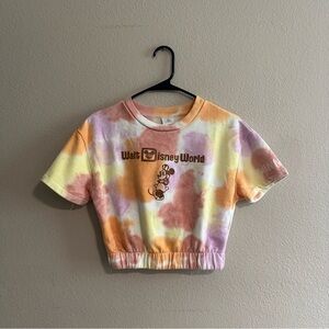 Disney Parks Minnie Mouse Tie Dye Short Sleeve Sweatshirt